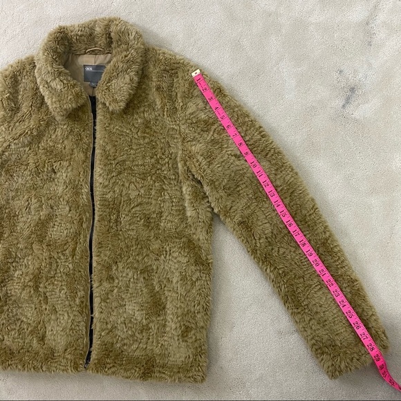 ASOS Women's Beige / Tan Sherpa Cozy Zipper Jacket Teddy Coat Size L - Picture 8 of 10